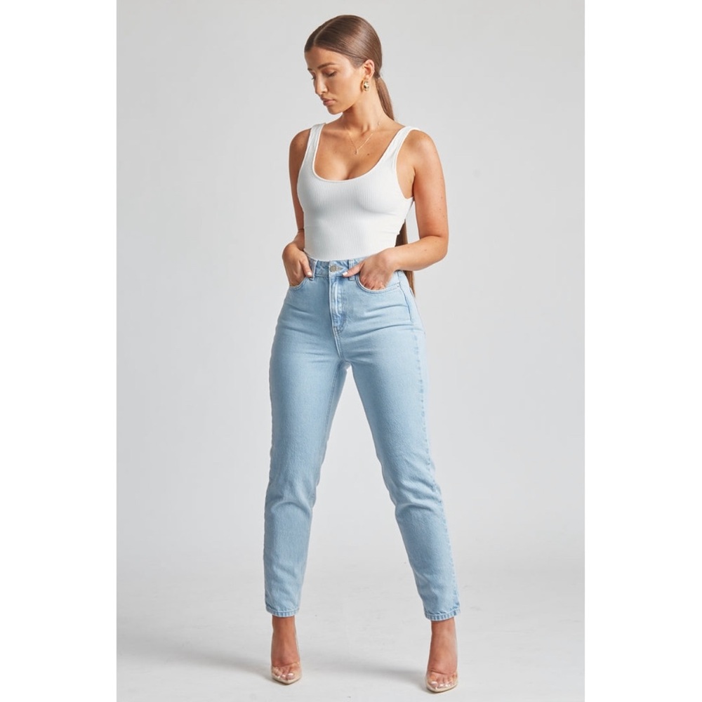 Because Of Alice Classic Mom Jeans in Light Blue